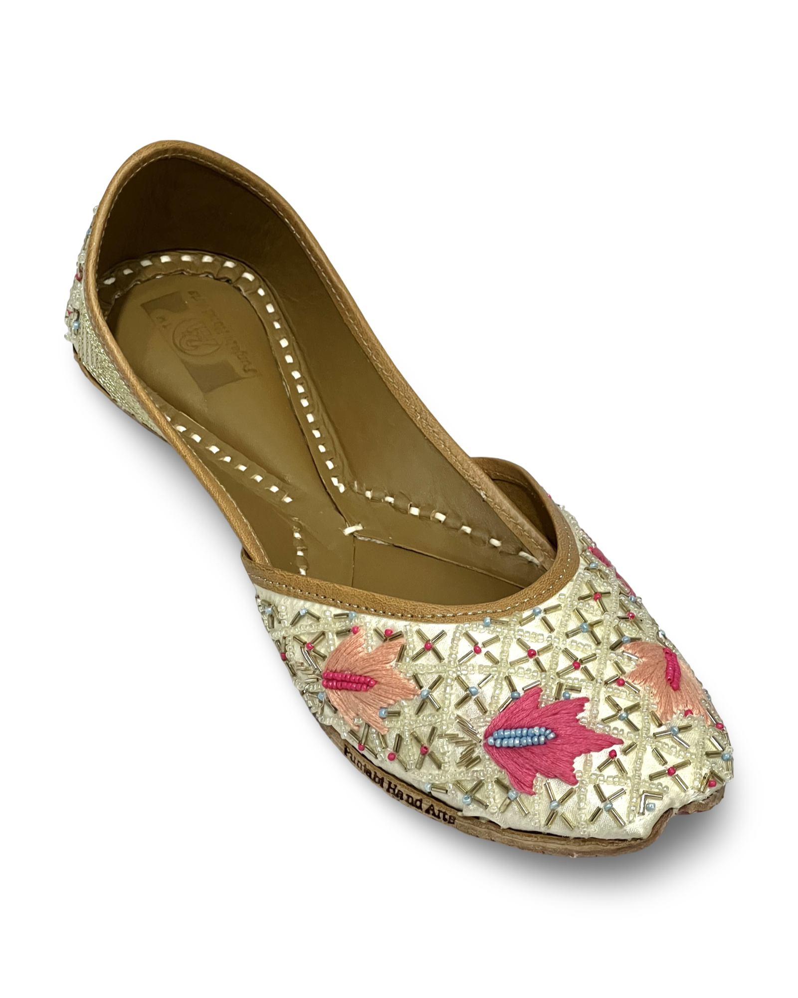 pha || women's embroidered floral jutti, traditional indian punjabi jutti,soft leather punjabi jutti