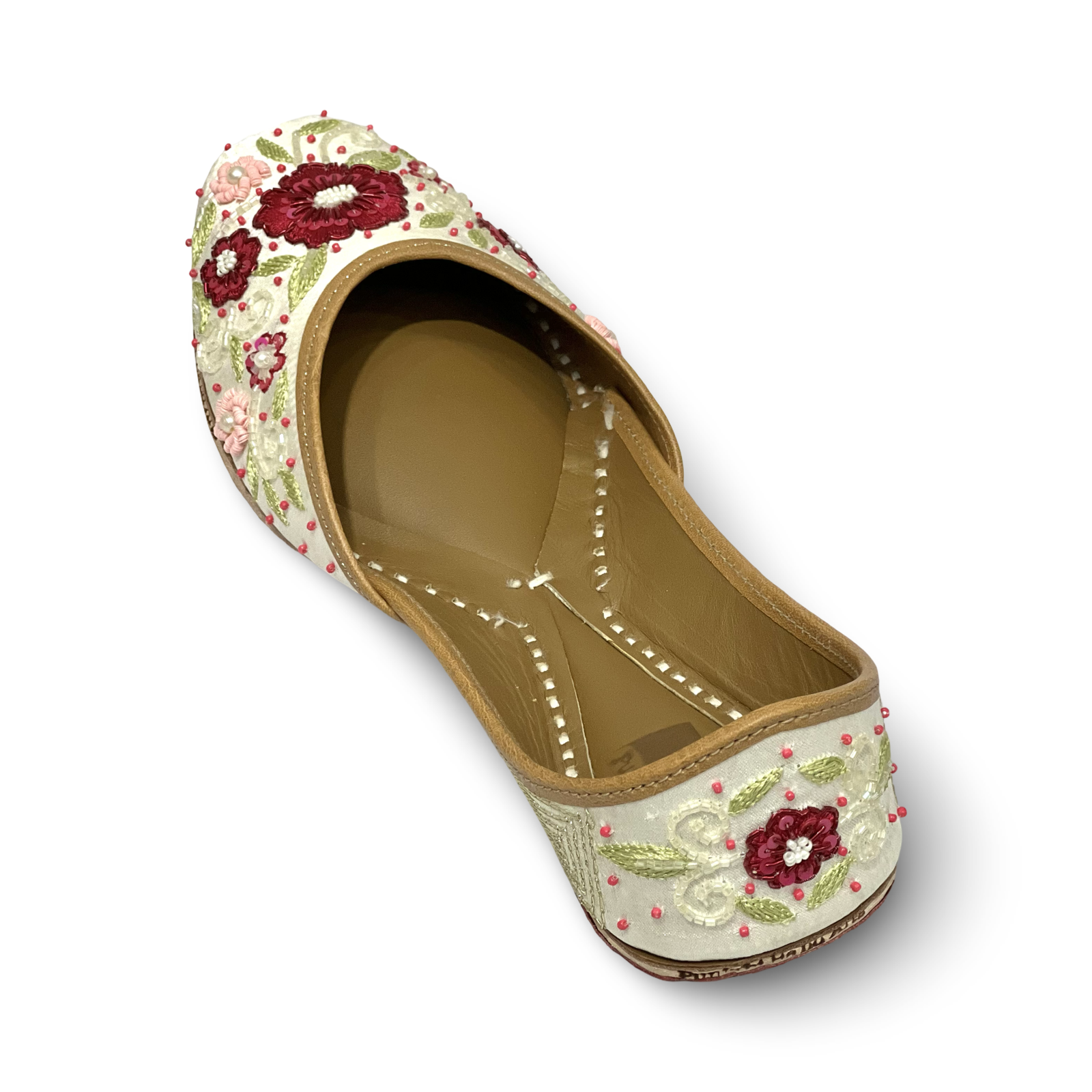 pha || handcrafted floral embroidered punjabi jutti, traditional juttis with burgundy and pink flowers,soft leather punjabi jutti