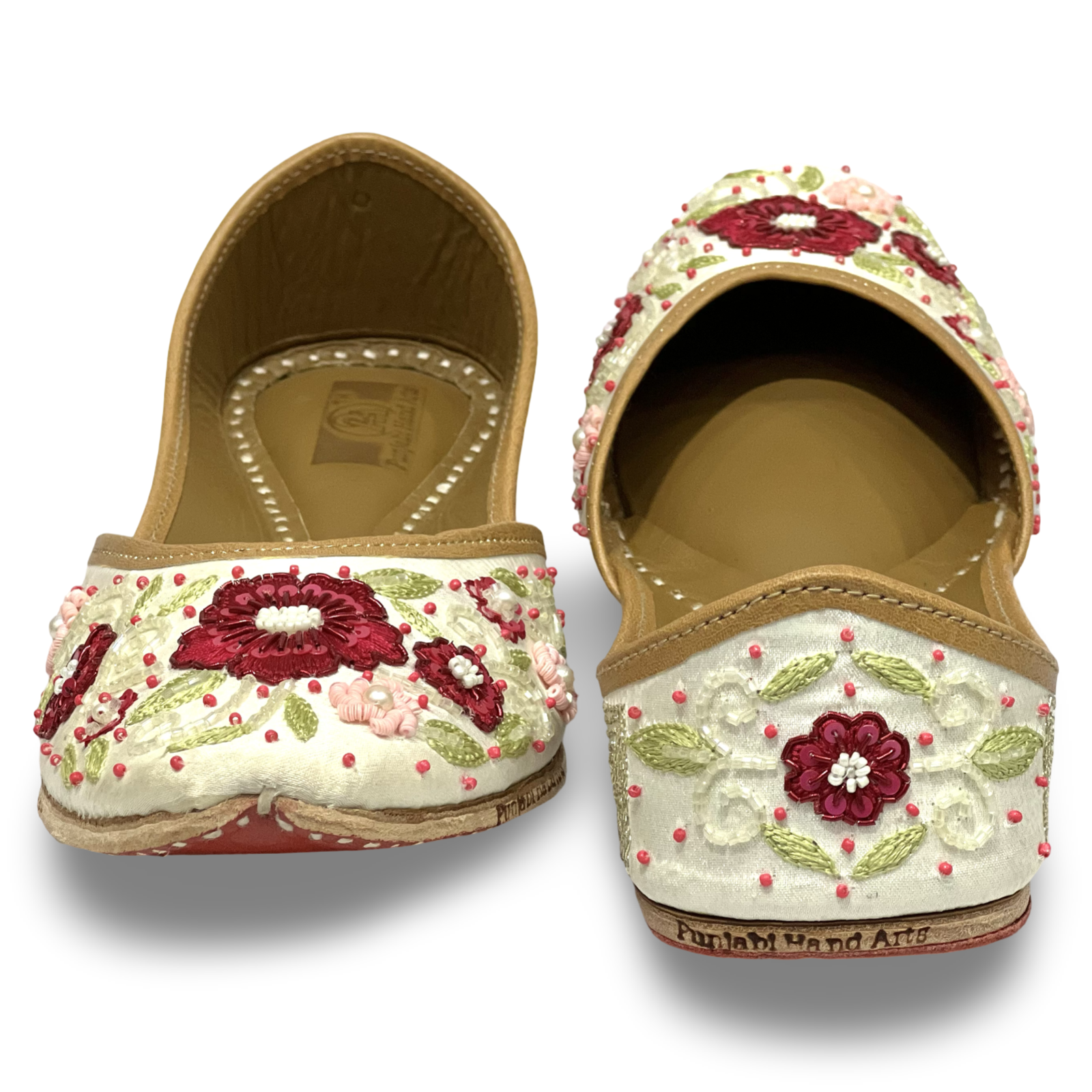 pha || handcrafted floral embroidered punjabi jutti, traditional juttis with burgundy and pink flowers,soft leather punjabi jutti