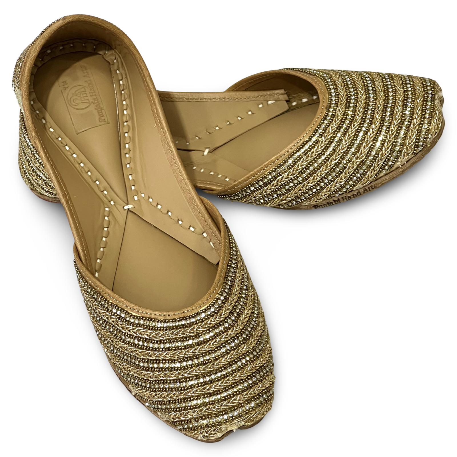 pha || traditional woven gold metallic punjabi jutti, handcrafted design, ethnic style