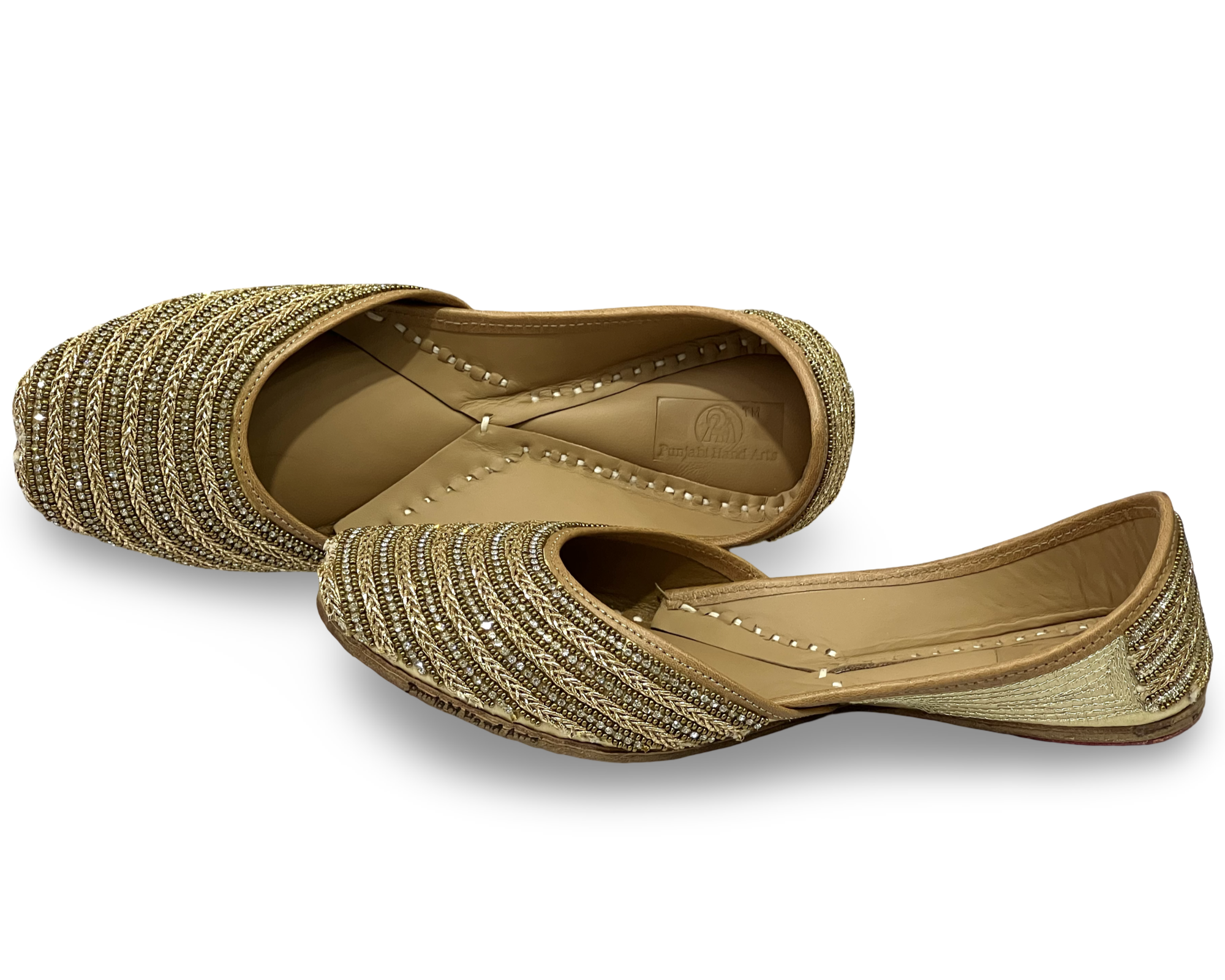 pha || traditional woven gold metallic punjabi jutti, handcrafted design, ethnic style