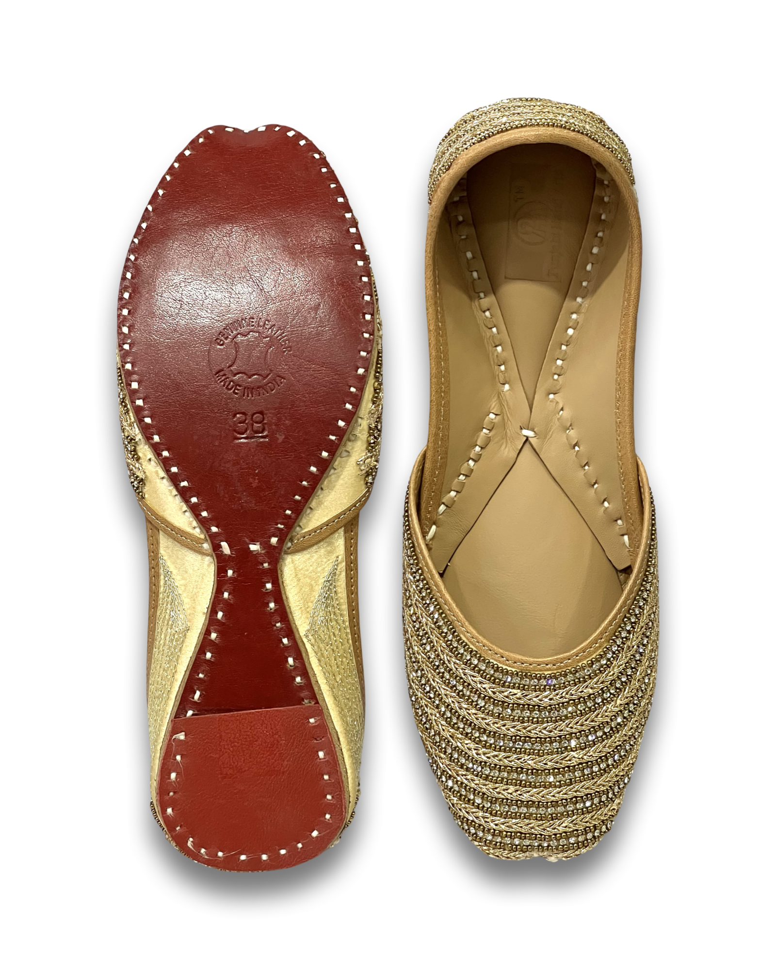 pha || traditional woven gold metallic punjabi jutti, handcrafted design, ethnic style