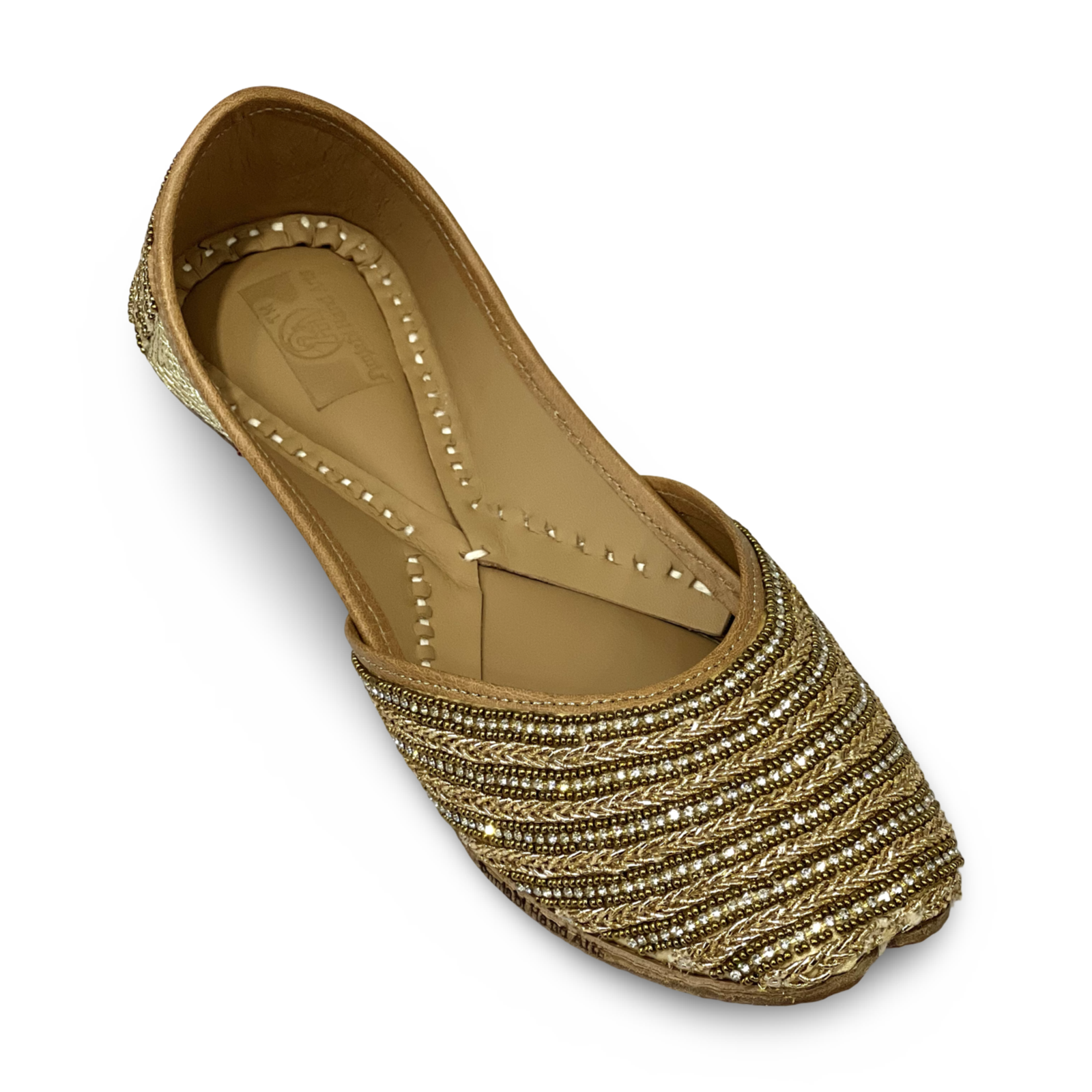 pha || traditional woven gold metallic punjabi jutti, handcrafted design, ethnic style