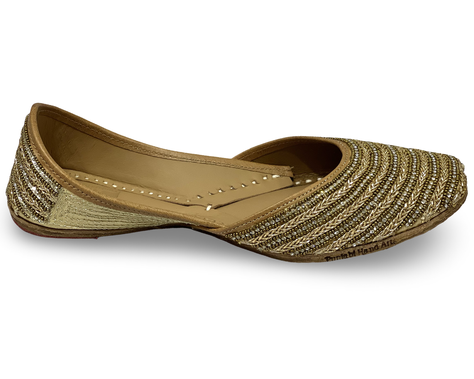 pha || traditional woven gold metallic punjabi jutti, handcrafted design, ethnic style