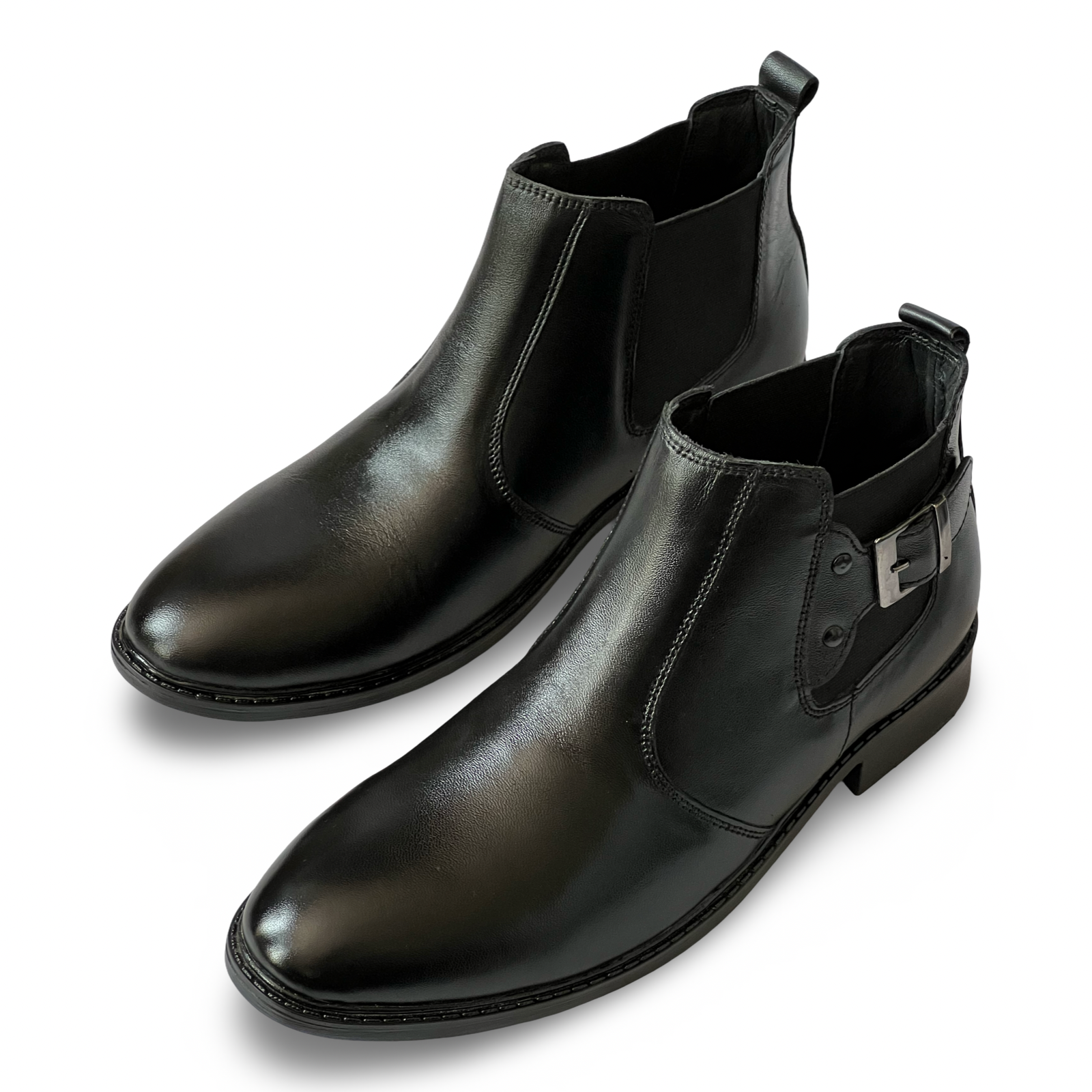 monarque || pha men's chelsea ankle boots,side buckle detail, classic design | formal office & casual wear shoes | genuine leather shoes