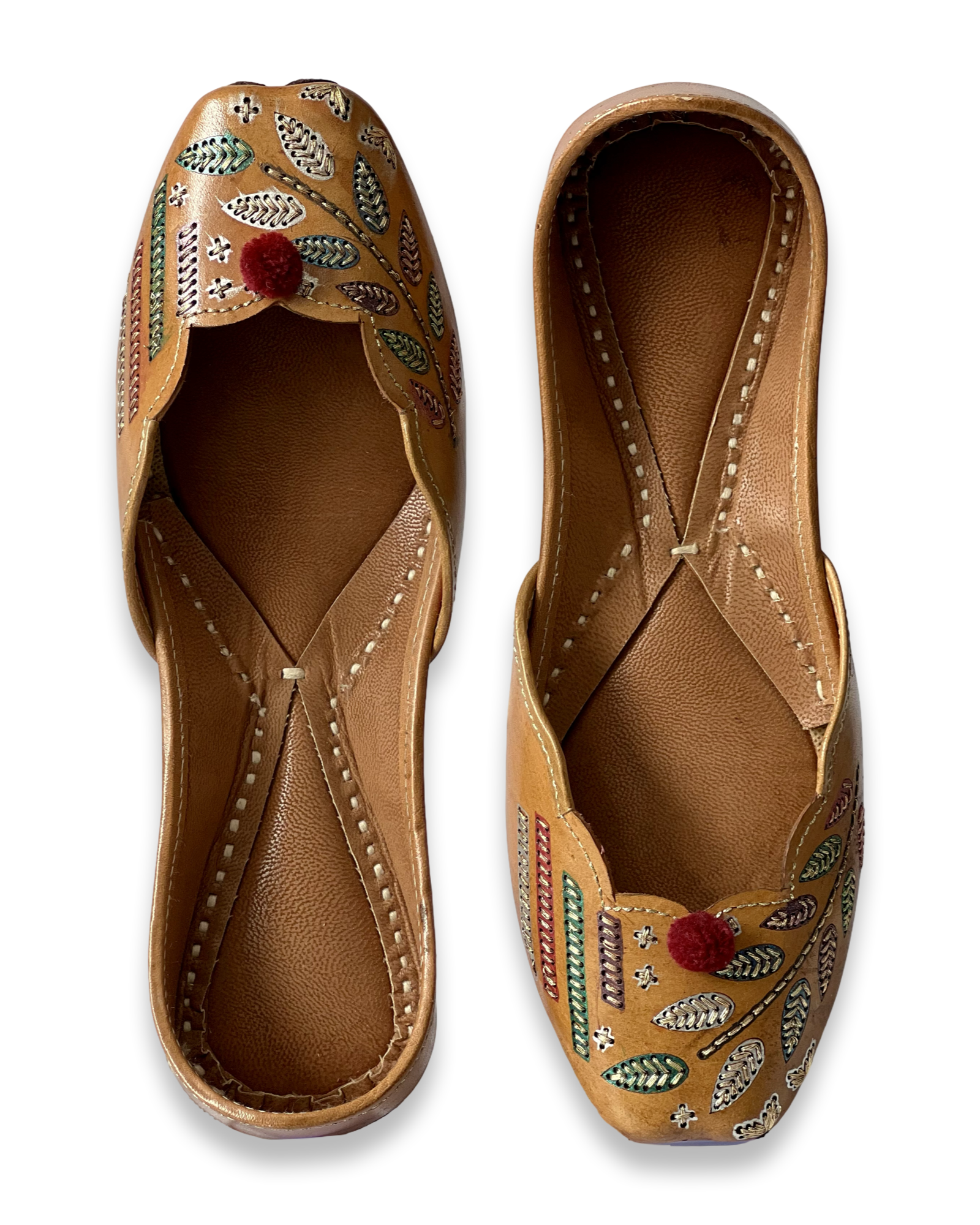 pha || women's embroidered leather punjabi jutti, traditional ethnic design, brown, phas juttis