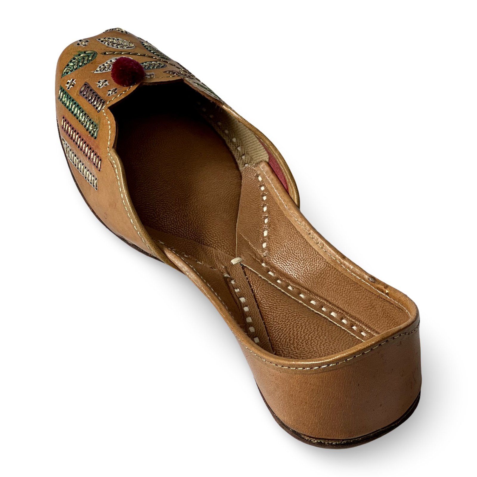 pha || women's embroidered leather punjabi jutti, traditional ethnic design, brown, phas juttis