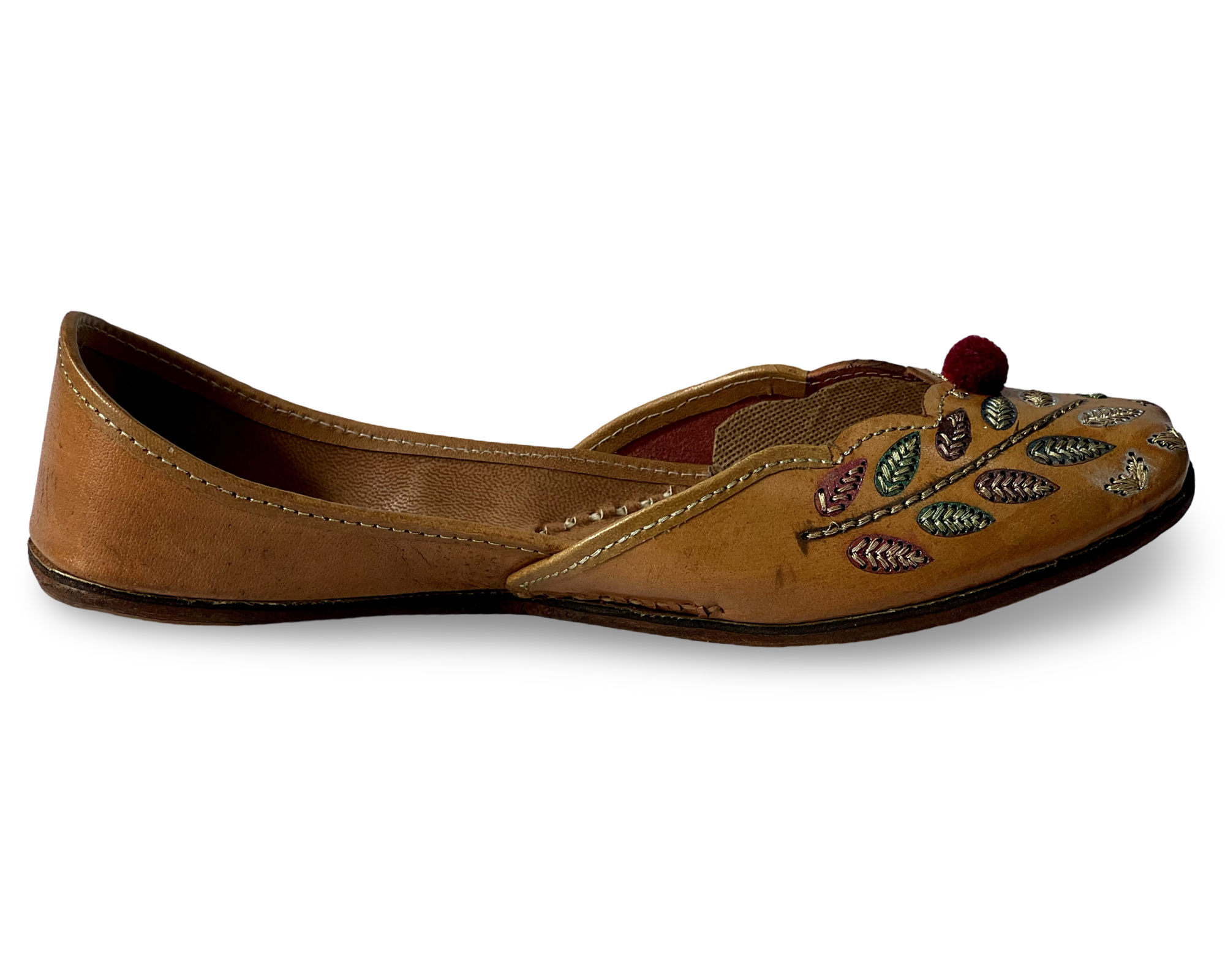 pha || women's embroidered leather punjabi jutti, traditional ethnic design, brown, phas juttis