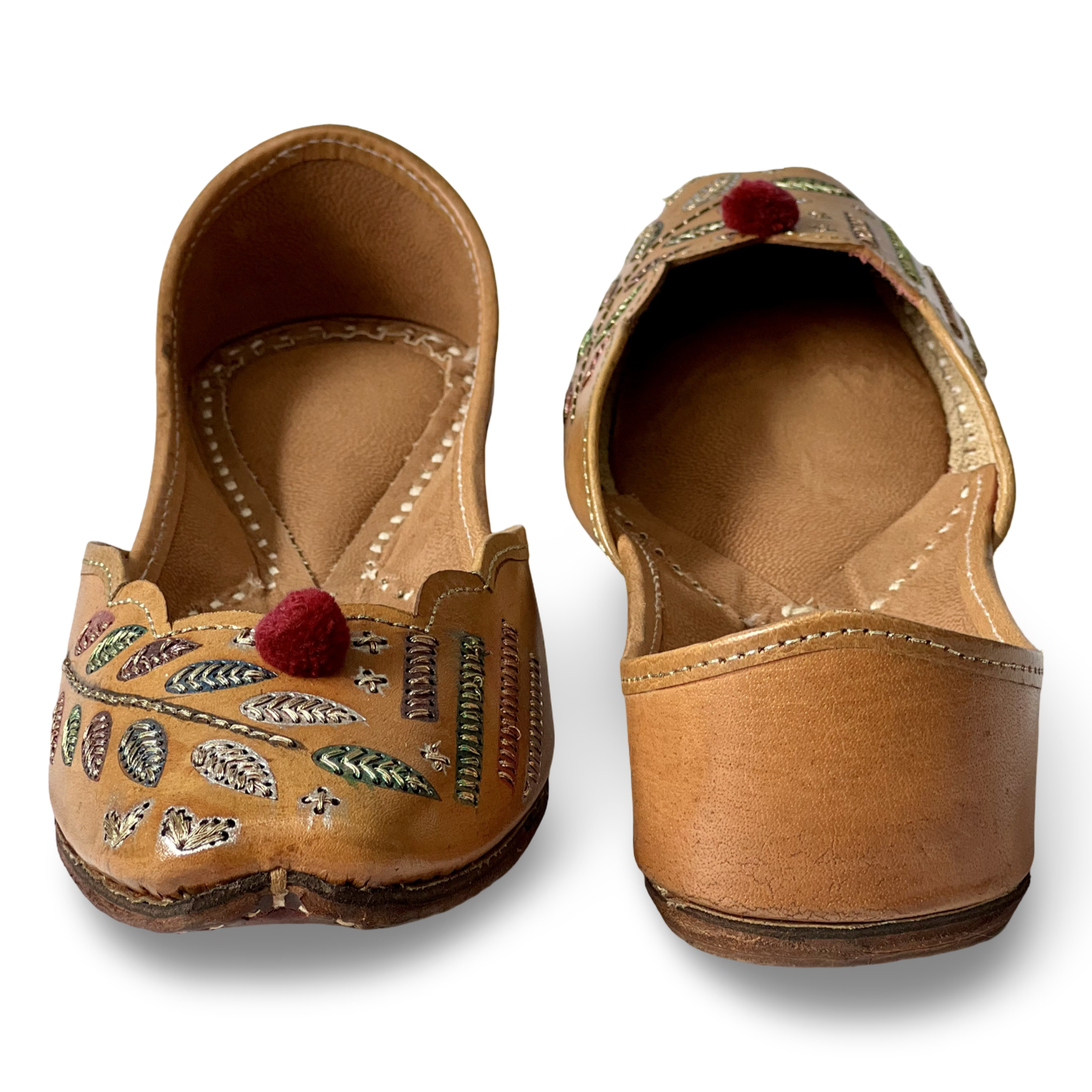 pha || women's embroidered leather punjabi jutti, traditional ethnic design, brown, phas juttis